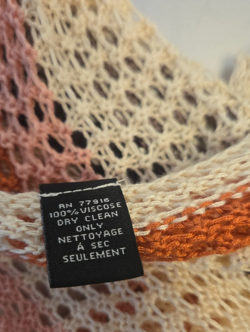 House of Harlow 1960 Open-Knit Shawl Wrap  in Cream & Brown NWT